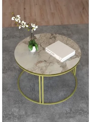 Savita Home Orta Sehpa Tekli Altın Lux Special - 70 Çap x 50 cm