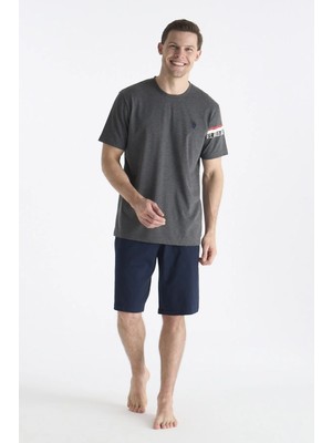 U.s Polo Assn. 19001 Erkek Kısa Kollu Şortlu Pijama Takımı-Gri