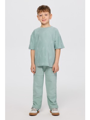 Panço Erkek Çocuk Dinozor Desenli Yeşil Tişört