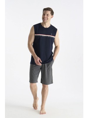 U.s Polo Assn. 19020 Erkek Kolsuz Bisiklet Yaka Şortlu Pijama Takımı-Lacivert