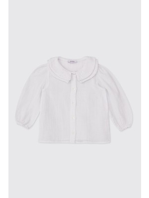 Panço Kız Bebek Çift Yakalı Ekru Gömlek