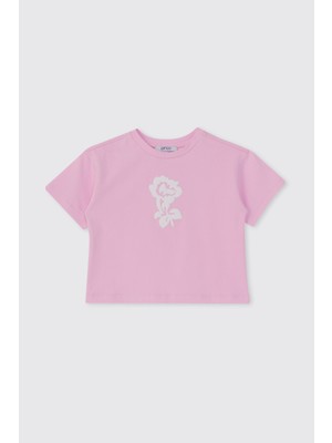 Panço Kız Bebek Kısa Kolu Pembe Tişört