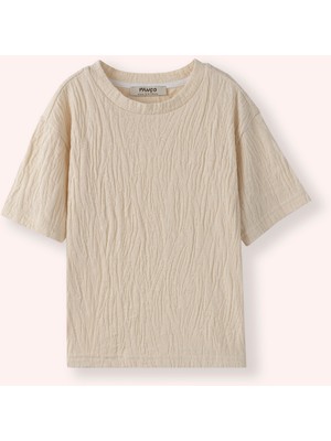 Panço Erkek Bebek Bisiklet Yaka Bej Tişört