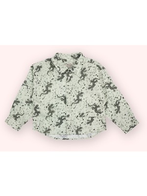 Panço Erkek Bebek Baskılı Yeşil Gömlek