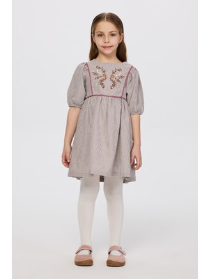 Panço Kız Çocuk Kahve Elbise