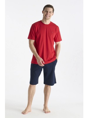 U.s Polo Assn. 19011 Erkek Kısa Kollu Şortlu Pijama Takımı-Kırmızı