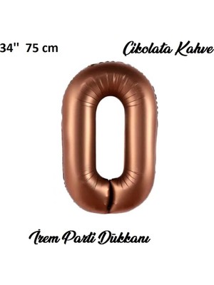 İrem Parti Dükkanı Retro Çikolata Kahve, Kahverengi 0 Yaş Rakam Balon 74 cm 34 Inç