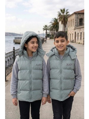Pina Kids Unisex Çıtçıt Kapüşonlu Baskılı Şişme Yelek