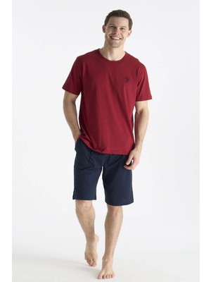 U.s Polo Assn. 19012 Erkek Kısa Kollu Şortlu Pijama Takımı-Bordo