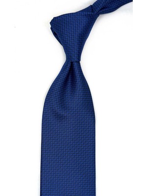 Kravatkolik Saks Mavi Nokta Desen Mendilli Klasik Kravat KK13506