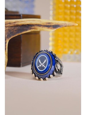 925 Ayar Gümüş Kartal Desenli Zülfikar Erkek Yüzük