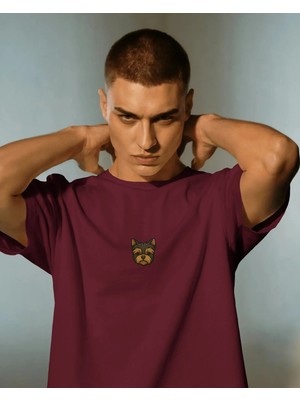 Muhtar Store Yorkshire Terrier Köpek Baskılı Unisex Oversize Tişört – Minimal Premium Tasarım