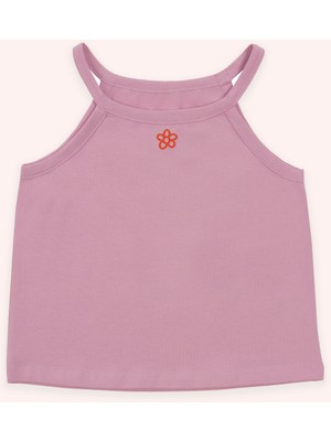 Panço Kız Çocuk Pembe Çiçek Baskılı Atlet