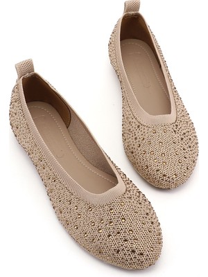 Gönderi(r) Kadın Ten Taşlı  Taşlı Yuvarlak Burunlu Babet