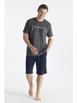 U.s Polo Assn. 19006 Erkek Kısa Kollu Şortlu Pijama Takımı-Gri