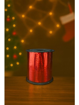 Eng Parti Dünyası Rafya, Balon Ipi, Balon Süsleme Kurdalesi Kırmızı Simli Parlak 200 Metre 8 mm