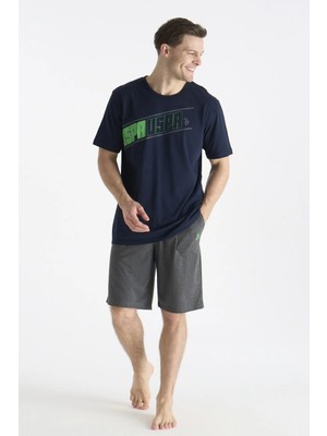 U.s Polo Assn. 19015 Erkek Kısa Kollu Şortlu Pijama Takımı-Lacivert