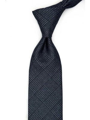 Kravatkolik Füme Kare Desen Mendilli Klasik Kravat KK13583