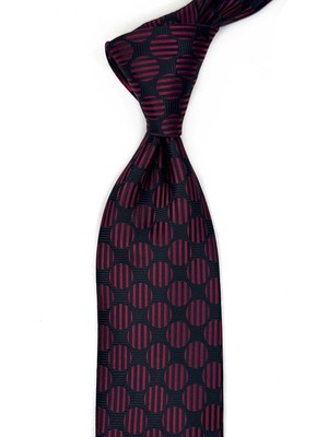 Kravatkolik Siyah - Bordo Puantiye Desen Mendilli Klasik Kravat KK13617
