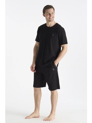 U.s Polo Assn. 19012 Erkek Kısa Kollu Şortlu Pijama Takımı-Siyah