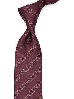 Kravatkolik Bakır Çizgi Desen Mendilli Klasik Kravat KK13458