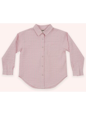 Panço Kız Çocuk Pembe Düğme Detaylı Gömlek