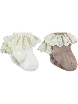 Civil Baby Çift Dantel Aksesuarlı 2'li 6- Bebek Kız Çorap Set - Standart
