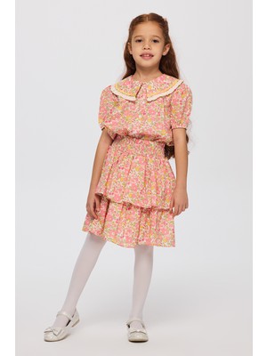 Panço Liberty Kumaş Çiçek Desenli Kız Çocuk Etek
