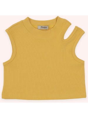 Panço Kız Çocuk Omuz Detaylı Sarı Atlet