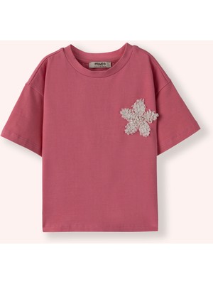 Panço Kız Bebek Nakış Detaylı Fuşya Tişört