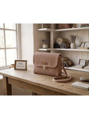 Mtg Jüt Tasarım Zambak Model Omuz Çantası Şık Kullanım Kordon Halattan El Emeği