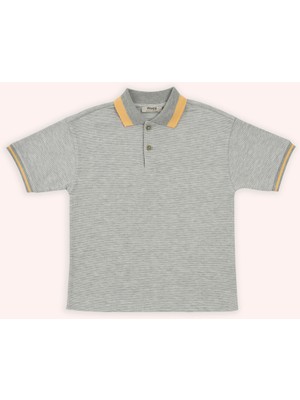 Panço Erkek Çocuk Gri-Melanj Kısa Kollu Polo Yaka Tişört