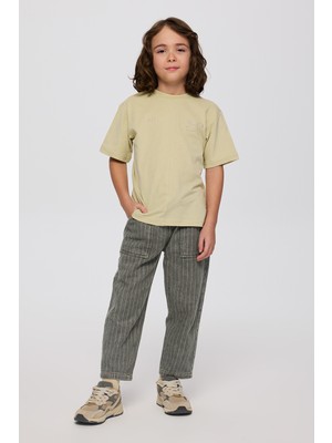 Panço Erkek Çocuk Baskı Detaylı Yumuşak Dokulu Yeşil Tişört