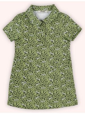 Panço Kız Bebek Örme Yeşil Elbise