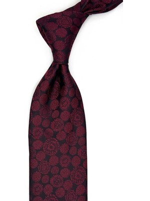 Kravatkolik Bordo - Siyah Motif Desen Mendilli Klasik Kravat KK13687