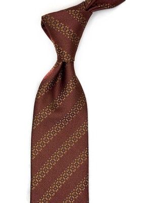 Kravatkolik Bakır Çizgi Desen Mendilli Klasik Kravat KK13462