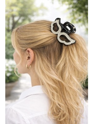 Modex Çift Taraf Işıltılı Taş Detaylı Tasarım Mandal Toka (9cm)