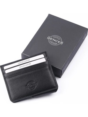 Gencer Leather Deri Kartlık Mıknatıslı Siyah