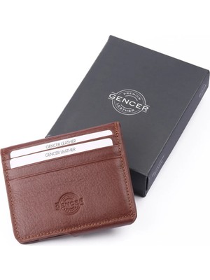Gencer Leather Deri Kartlık Mıknatıslı Kahverengi