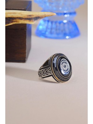 Innuendo Jewelry 925 Ayar Gümüş Hz. Süleyman Mührü Motifli Klasik Erkek Yüzük