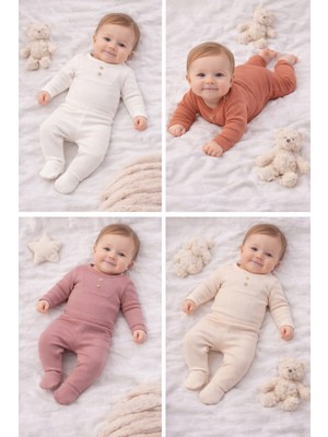 Ozz Baby Yeni Doğan Bebek 0-3 Ay 3-6 Ay Badi ve Patikli Alt Kutulu 5 Li Set (%100 Pamuk )