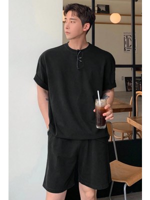 Tarz Cool Erkek Oversize T-Shirt Şort Takım Rahat Yazlık Kombin