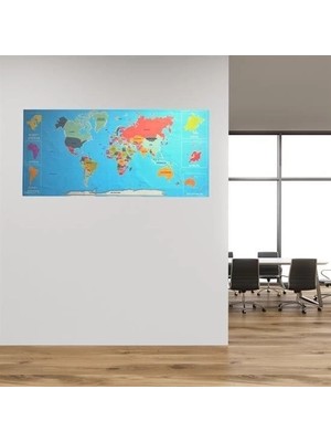 Popüler Sepet Renkli atlas Dünya haritası Manyetik Yapıştırıcı Gerektirmeyen Duvar Stickerı 118 cm * 56 cm
