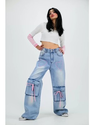 Paradise Sda Holly Kalp ve Kurdele Detaylı Bol Paça Jean 645651