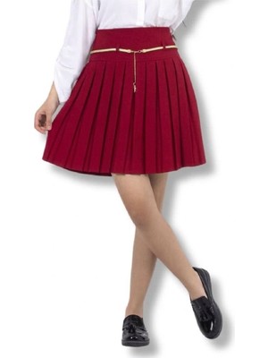 HaanBebe 23 Nisan Çocuk Bayramı Özel - Kız Çocuk Zincir Kemerli Pileli Bayram Eteği