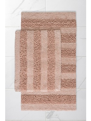 Cotto Home Macaroni 2'li Pamuk Banyo Paspas Seti Yumuşak Dokulu Pudra Yıkanabilir 60X100 + 60X50CM, MX001P