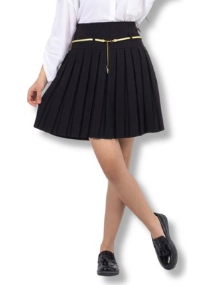 HaanBebe 23 Nisan Çocuk Bayramı Özel - Kız Çocuk Zincir Kemerli Pileli Bayram Eteği