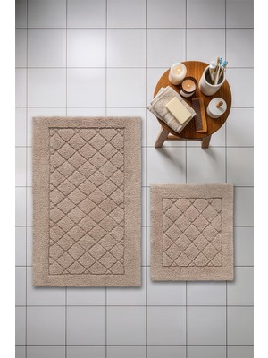Cotto Home Lilly 2'li Pamuk Banyo Paspas Seti Yumuşak Dokulu Bej Yıkanabilir 60X100 + 60X50CM, LL005B