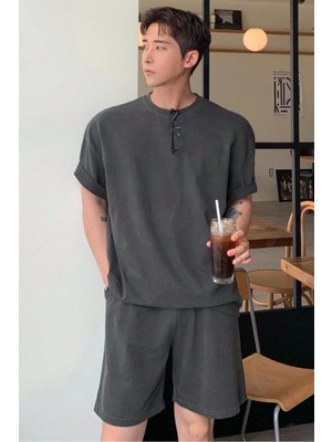 Tarz Cool Erkek Oversize T-Shirt Şort Takım Rahat Yazlık Kombin