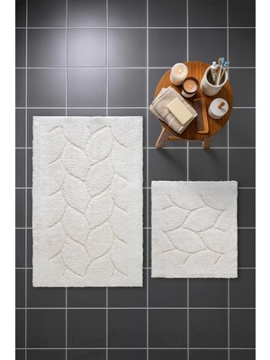 Cotto Home Lilly 2'li Pamuk Banyo Paspas Seti Yumuşak Dokulu Krem Yıkanabilir 60X100 + 60X50CM, LL006W